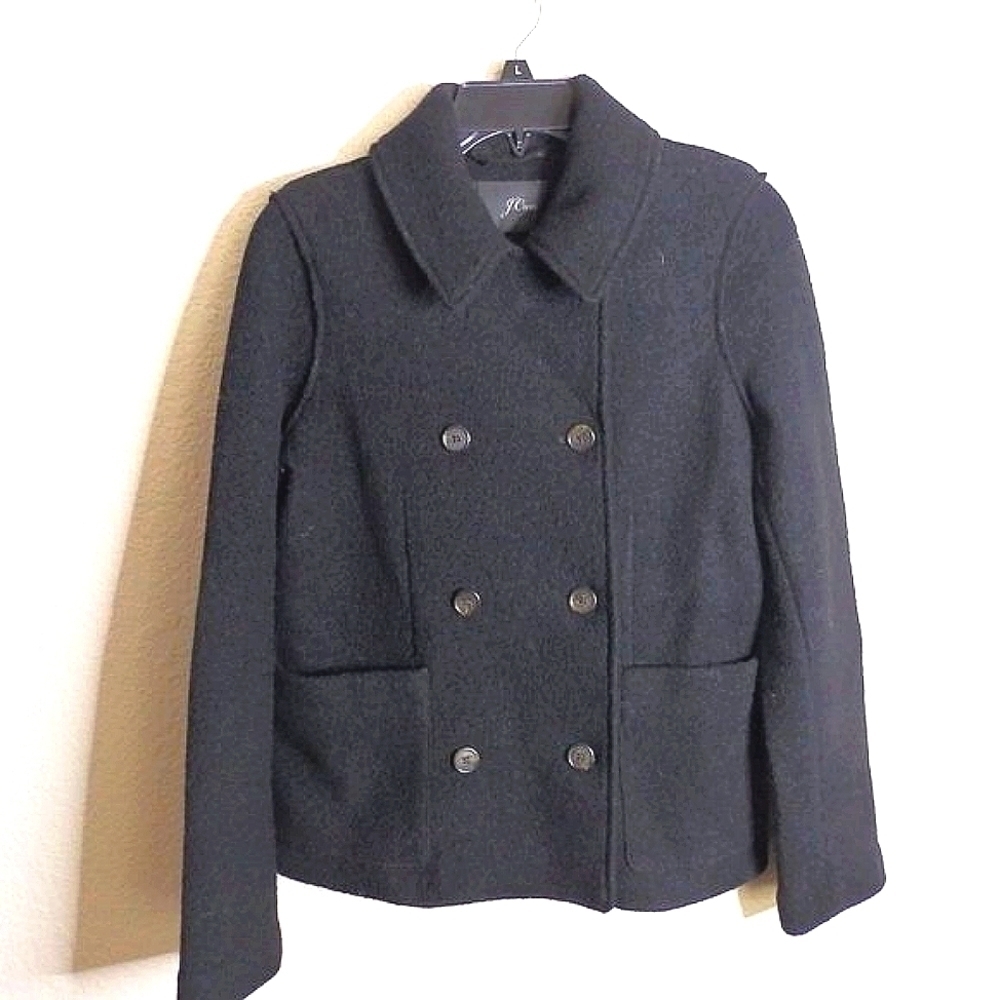 J. Crew Italian Boiled Wool Peacoat Ab605 Sz 4